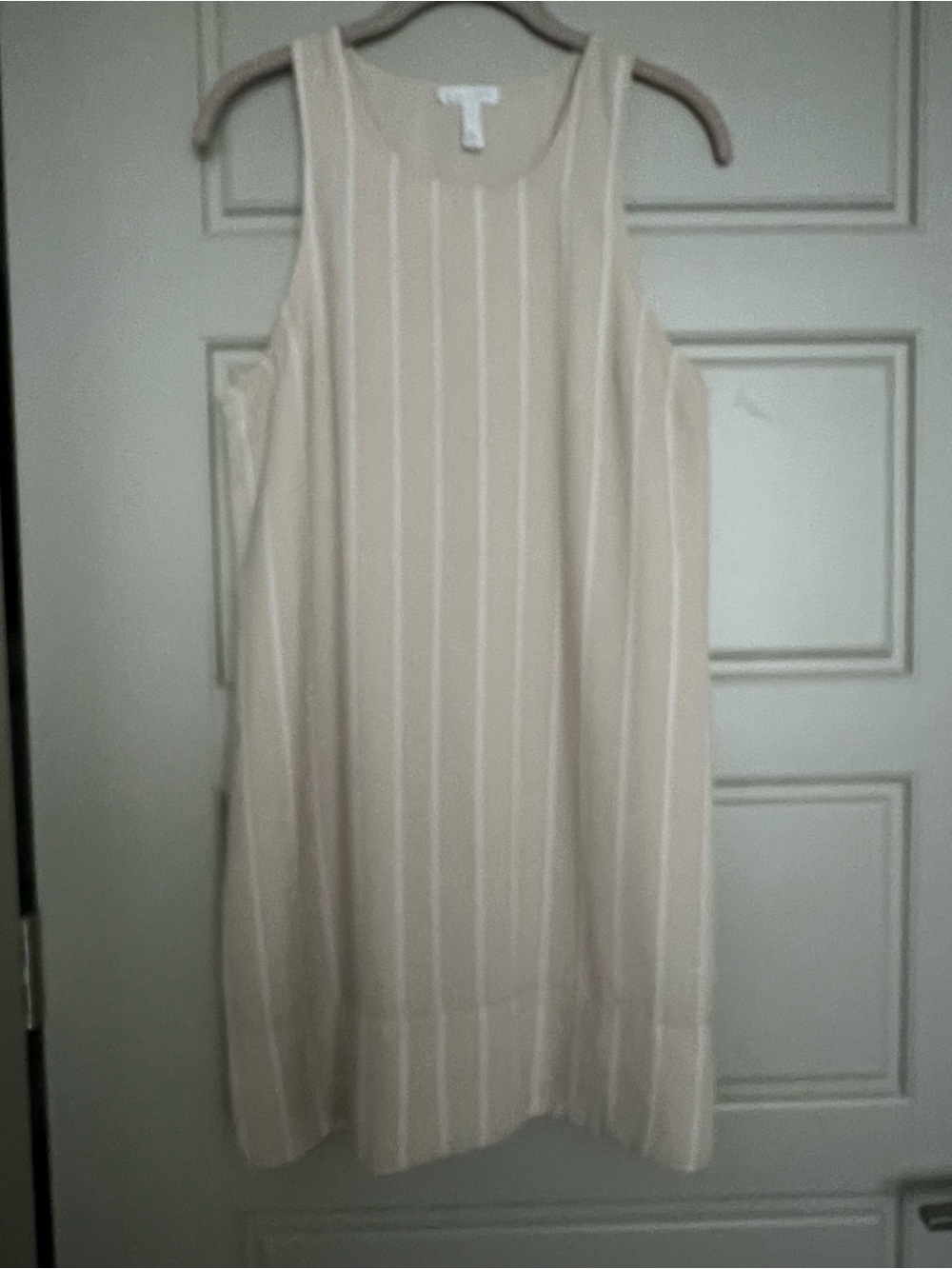 Leith Beige Striped Sleeveless Shift Dress Small